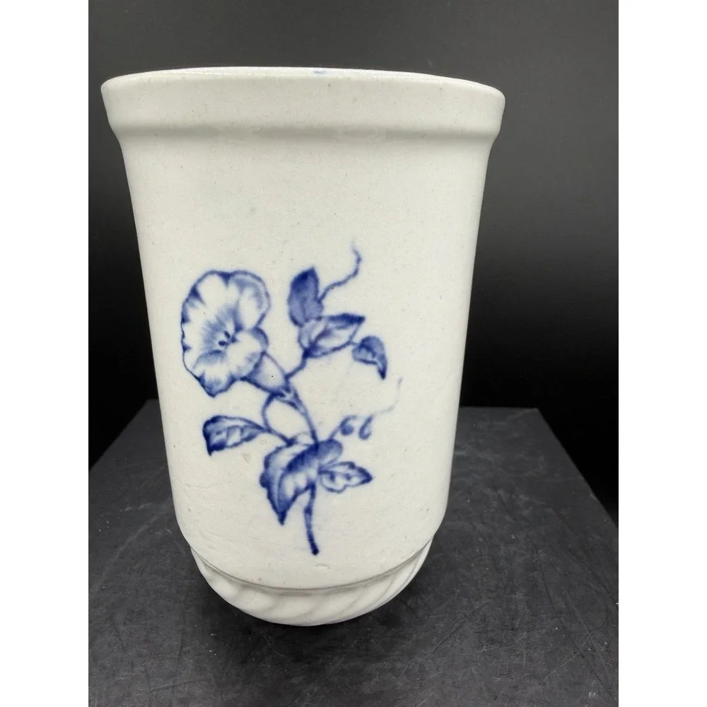 🌸💙 Vintage White Porcelain Blue Morning Glory Flower Vase – 5
